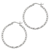 Sterling Silver 2x25MM Diamond Cut Hoop Earring